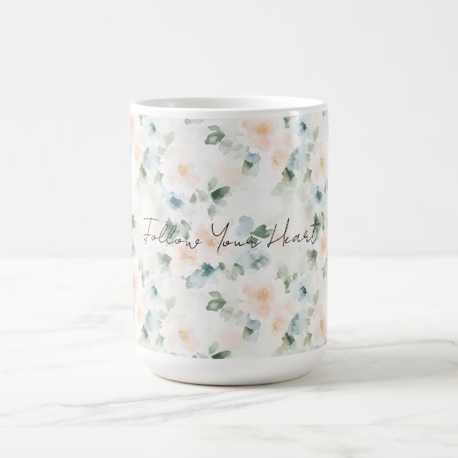 Caneca De Café Peach Blue Flowers   (Centro)