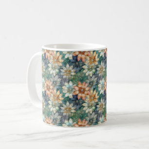 Caneca De Café Peach Blue White Floral