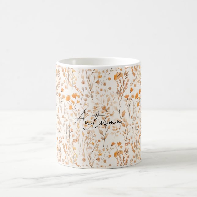 Caneca De Café Peach Cream Flowers (Centro)