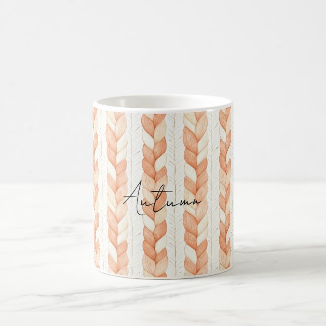 Caneca De Café Peach Cream Knot Stripes (Centro)