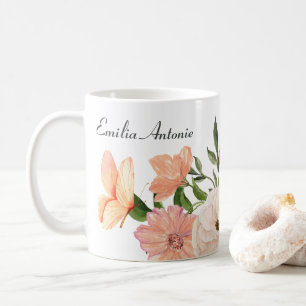 Caneca De Café Peach floral custome