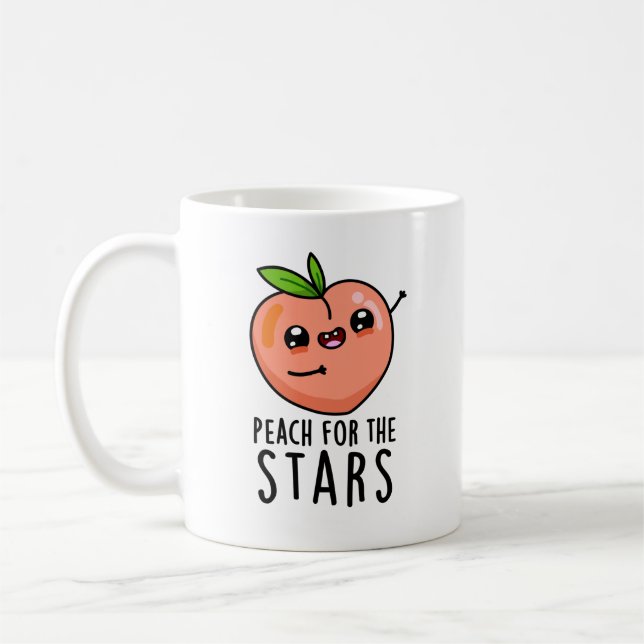Caneca De Café Peach For Stars Engraçado Fruta Pun (Esquerda)