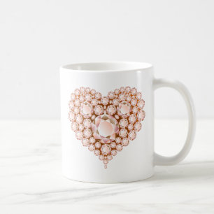 Caneca De Café Peach Heart Gems