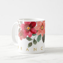 Peach Red Floral Watercolor Adicionar Seu Nome