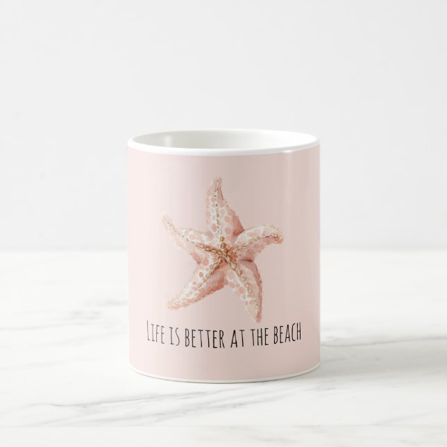 Caneca De Café Peach Starfish Better at Beach (Centro)