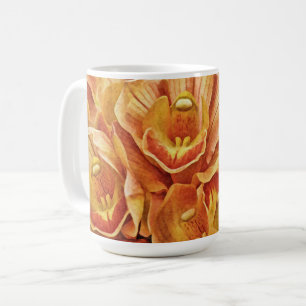 Caneca De Café Peachy Orange Orchids Garden Art Mug Cup
