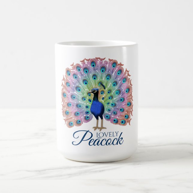 Caneca De Café Peacock Colorido Personalizado (Centro)