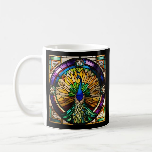Caneca De Café Peacock De Vidro Estampado (Esquerda)
