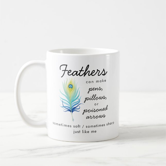 Caneca De Café Peacock Feather Sassy Motivational Quote (Esquerda)