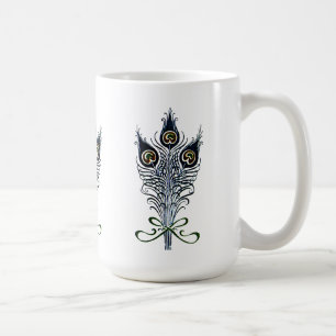 Caneca De Café Peacock Feather Vintage Art Nouveau Design