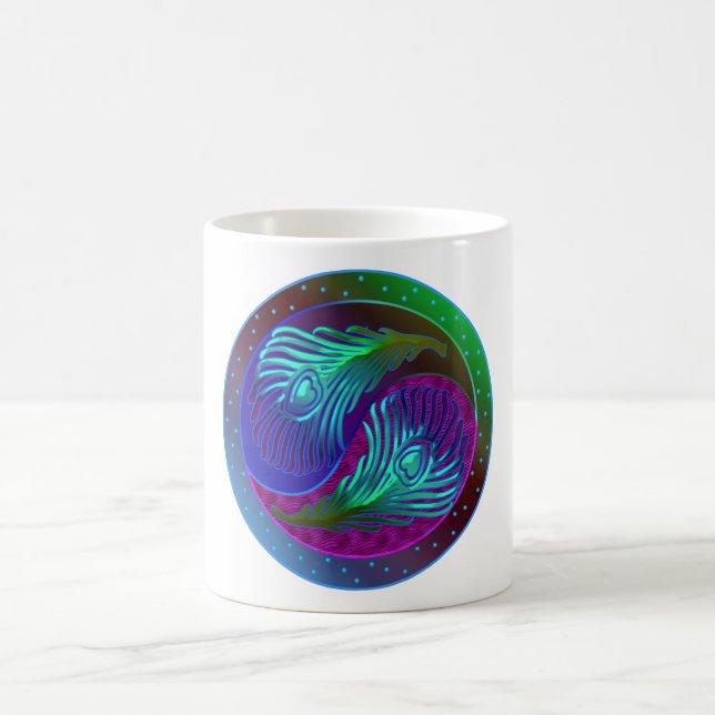Caneca De Café Peacock Feather Yin Yang 5 (Centro)