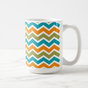 Caneca De Café Peacock Vibrant Tribal Zigzag