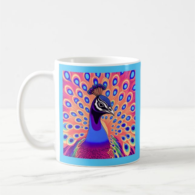 Caneca De Café Peacock Watercolor (Esquerda)