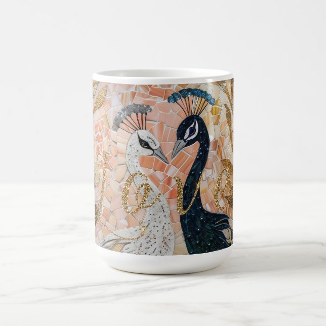Caneca De Café Peacocks Dourado Glitter Love Blush Rosa (Centro)