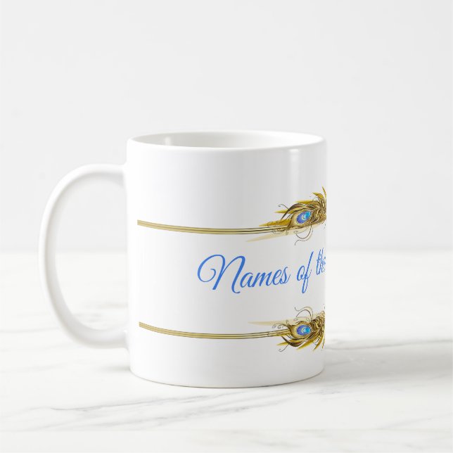 Caneca De Café Peacocks e Penas Reais do ouro (Esquerda)