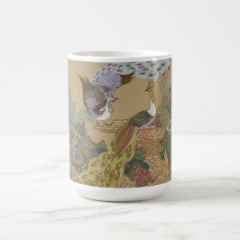 Caneca De Café Peacocks Estilizados no Jardim Flor