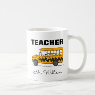 Caneca De Café Peanuts   Snoopy Bus Driver Teacher