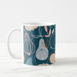Caneca De Café Pear na moda: Padrão Escandinavo Escuro