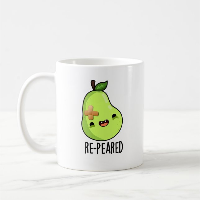 Caneca De Café Pear Pun Engraçado Novamente Fruta (Esquerda)