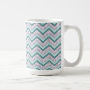 Caneca De Café Pearl Floral Teal ZigZag Padrão