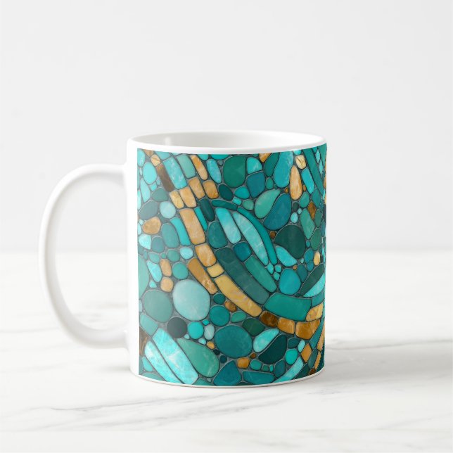 Caneca De Café Pebbles Mosaic Art - Emerald e Dourado (Esquerda)