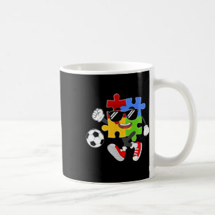 Caneca De Café Peça de Puzzle Jogando Futebol Dia de Conscientiza