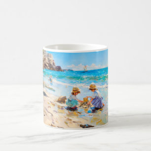 Caneca De Café Peça Impressionista de Praia – Crianças ao Mar Art