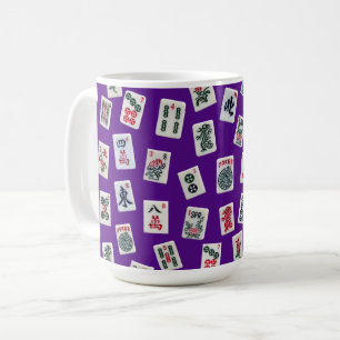Caneca De Café Peças de MahJong (símbolos) em roxo