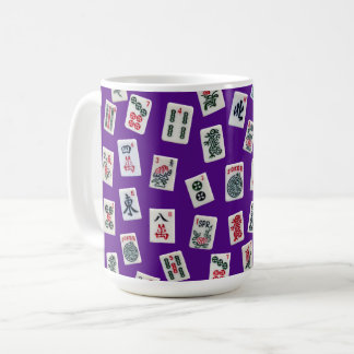 Caneca De Café Peças de MahJong (símbolos) em roxo