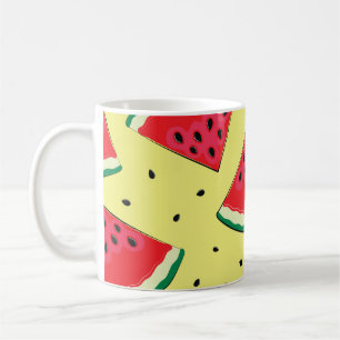 Caneca De Café Peças de melancia: Padrão Amarelo de Verão