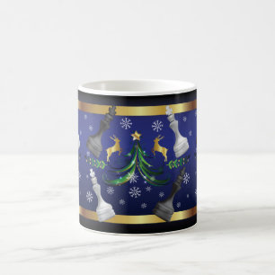 Caneca De Café Peças de xadrez de Natal - Árvore de Natal em Floc