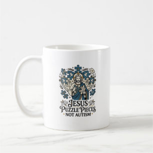 Caneca De Café Peças do Quebra-Cabeça de Jesus Não Autismo Peças