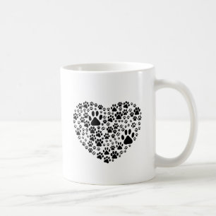 Caneca De Café Peças, impressões, Coração - Preto