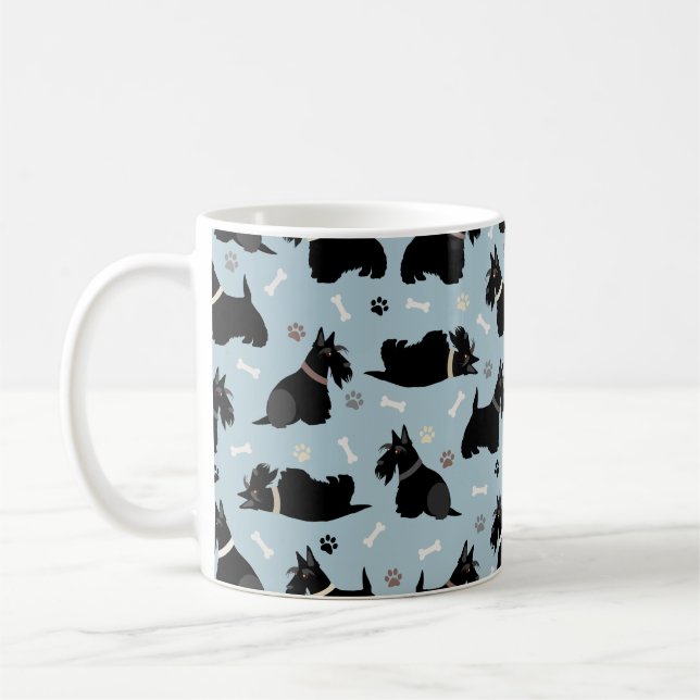 Caneca De Café Peças Terrier preto escocesas e ossos de café (Esquerda)