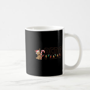 Caneca De Café Pediatria Retro Luzes de Natal Rena Peds Nu