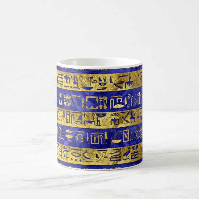 Caneca De Café Pedra azul do teste padrão egípcio dourado dos (Centro)