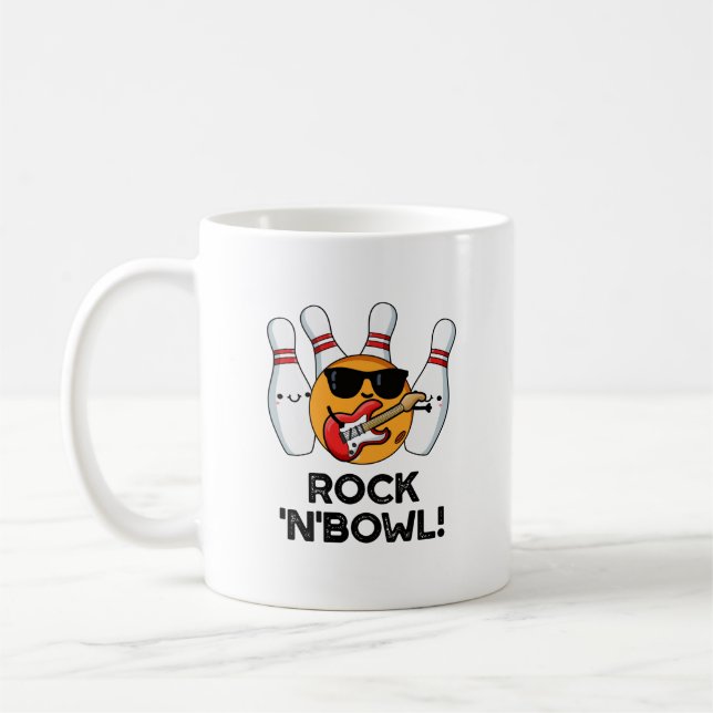 Caneca De Café Pedra De Boliche Engraçada De Rock E Bowl (Esquerda)