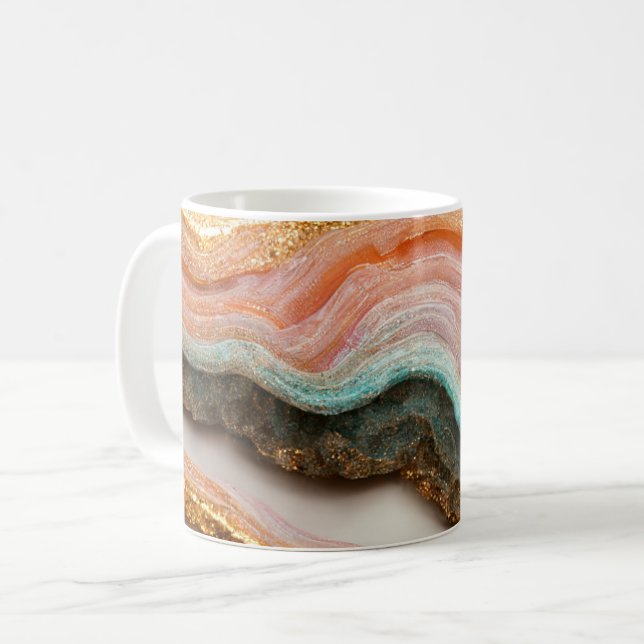 Caneca De Café Pedra de Geodo de Ágata Dourada rosa (Frente Esquerda)