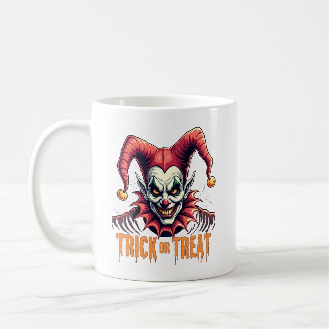 Caneca De Café Pedra de Jester assustadora ou traga café de Hallo (Esquerda)