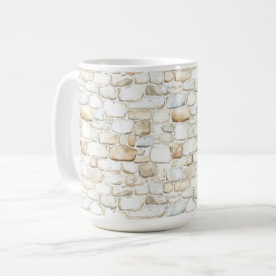Caneca De Café Pedras Falsas Cinza Branco Creme