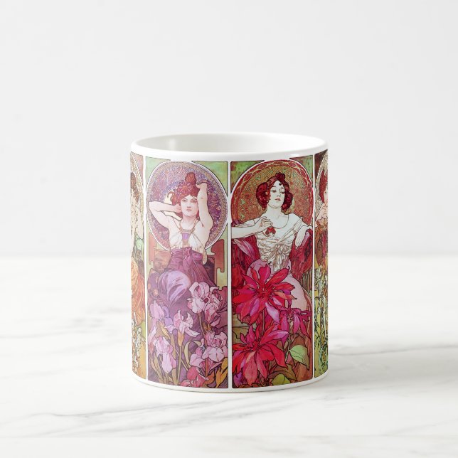 Caneca De Café Pedras preciosas e flores, Alphonse Mucha (Centro)