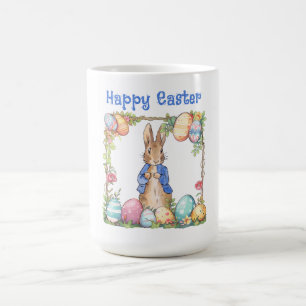 Caneca De Café Pedro o Coelho da Páscoa Ovos da Páscoa Feliz Pásc