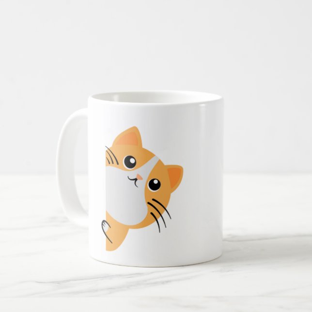 Caneca De Café Peek-a-boo - Ginger Cat (Frente Esquerda)