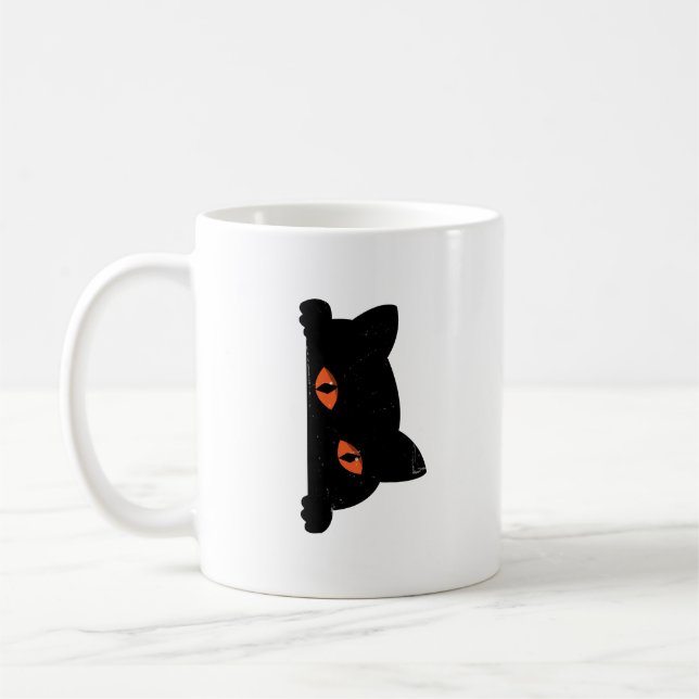 Caneca De Café Peeking de Gato Negro (Esquerda)
