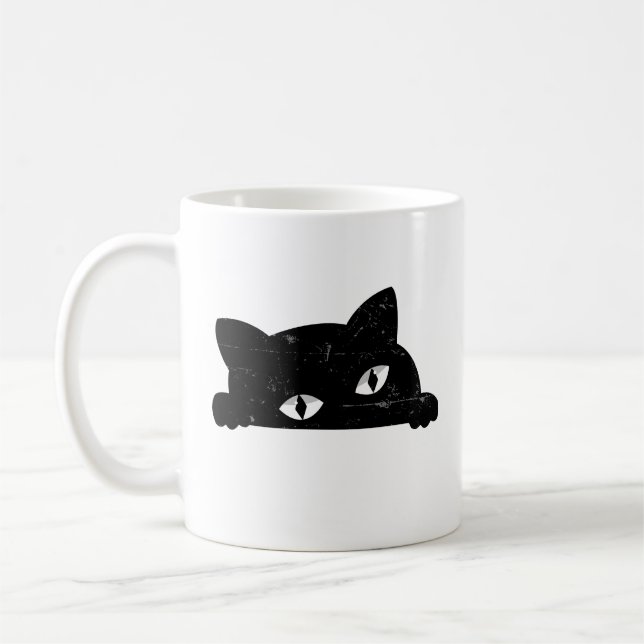Caneca De Café Peeking de Gato Negro (Esquerda)