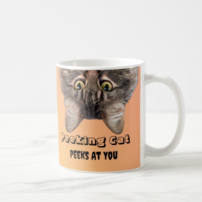 Caneca De Café Peeks Gatos De Pequim Em Você, Gato De Maine Coon  (Direita)