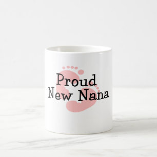 Caneca De Café Pegadas do Bebê Menina Nova Nana Orgulhosa
