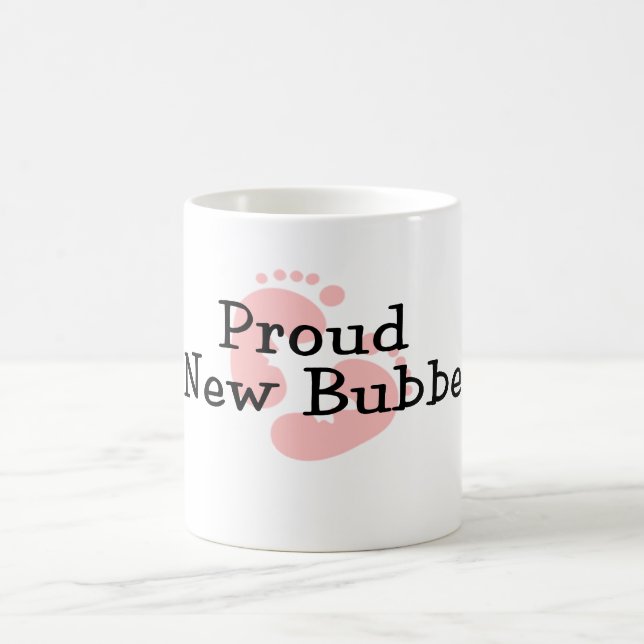 Caneca De Café Pegadas Orgulhosas de Nova Bebê Menina Bubbe (Centro)