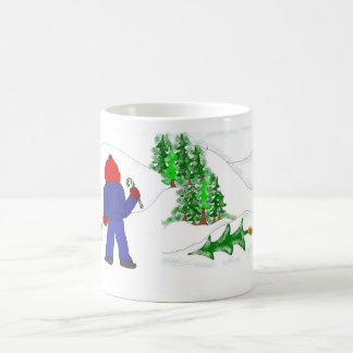 Caneca De Café Pegando a Árvore de Natal