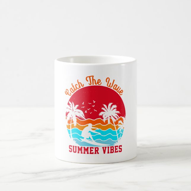 Caneca De Café Pegue a Onda Vibrações de Verão (Centro)